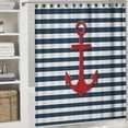 thumbnail image 6 of Orinice  Nautical Stripe Shower Curtain Anchor Navy Blue Decorative Bath Curtain Polyester Fabric Waterproof Bathroom Curtain with 12 Hooks 60x72, 6 of 7