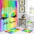 thumbnail image 4 of 4PCS Rainbow Inspirational Quotes Shower Curtain Set, Colorful Motivational Positive Words Black Shower Curtain, Non-slip Bath Mat, Love Has No Gender, 4 of 7