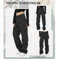 thumbnail image 5 of TRGPSG Cargo Pants for Women Y2K Casual Pants Parachute Pants Relaxed Fit Streetwear with Multiple Pockets(No Belts) Black,Size 12, 5 of 7