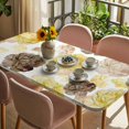 thumbnail image 3 of Yellow Ombre Spring Floral Table Cloths for 5 Foot Rectangle Tables, Summer Botanical Flowers Patio Waterproof Elastic Fitted Tablecloths, Washable Rectangular Table Cover for Camping, 3 of 8