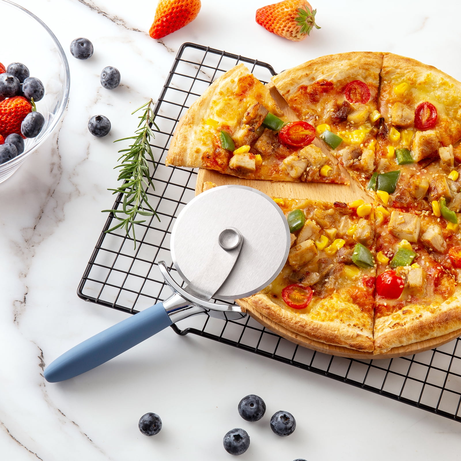 Cook with Color Pizza Cutter Wheel with Soft Grip Handle, Blue