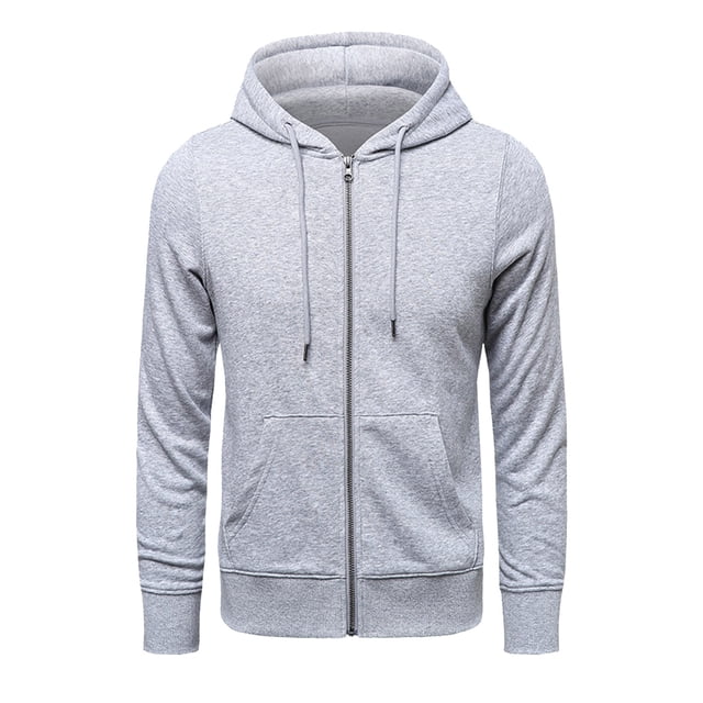 MIASHUI Men's Multi-Color Casual Zip Up Hoodie Loose Fit Solid Color Pullover Sweatshirt Lightweight Jacket with Pockets Grey,C