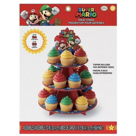 Wilton 2” x 16.5” Cardboard Super Mario 3-Tier Birthday Cake Stand, Assorted (24 Count)