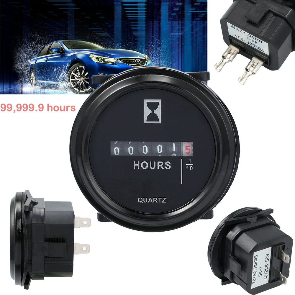 ESYNIC 12v 24v 36v Hour Meter for Marine Boat Engine 2" Round Gauge,Hour meter 12V, wide range 9