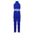 thumbnail image 3 of TSSOE Girls Modern Jazz Dance Outfits Tiered Tassels Latin Cha Cha Salsa Dance Crop Top with Pants Set for Competitions Royal Blue 6, 3 of 7