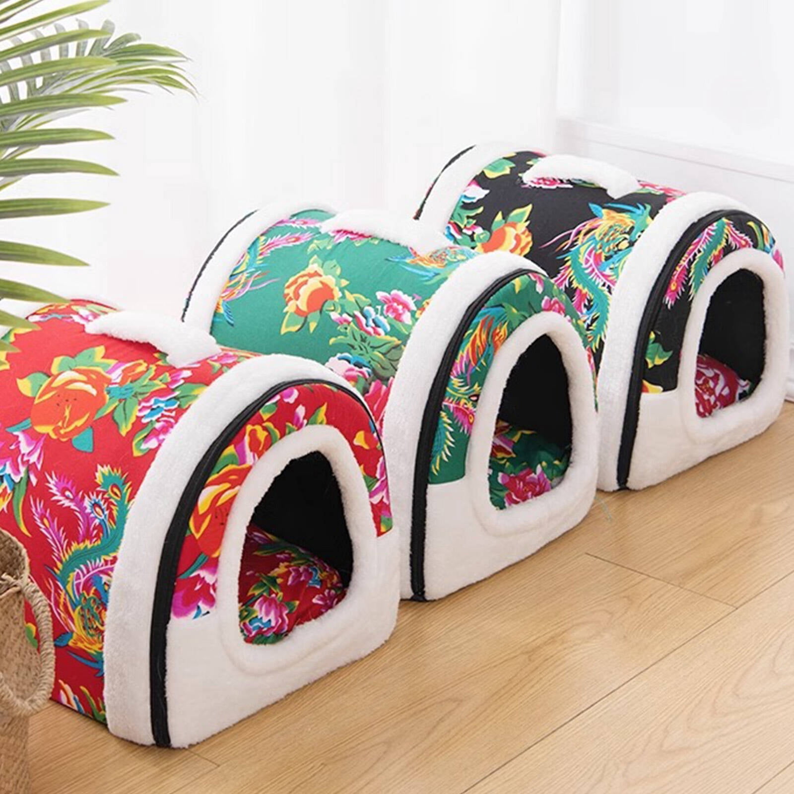 AUQ Cat Beds for Indoor Cats,Removable Windproof Features for Easy Maintenance Cat Bed,Waterproof Construction Pet Bed,M