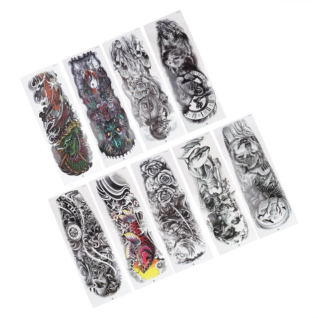 Etiqueta Engomada Del Tatuaje ANGGREK Manga De Tatuajes Patrón Grande 9 Hojas Para Maquillaje