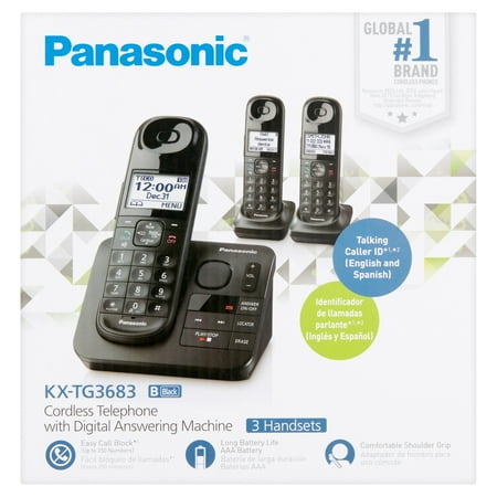 Panasonic Black Cordless Telephone with Digital Answering Machine