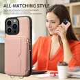 thumbnail image 2 of Jiahe Cover for iPhone 13, Crossbody Zipper Wallet Case,Shockproof PU Leather Kickstand Folio Case with Card Slots Holder Shoulder Strap Lanyard Case Cover, pink, 2 of 7