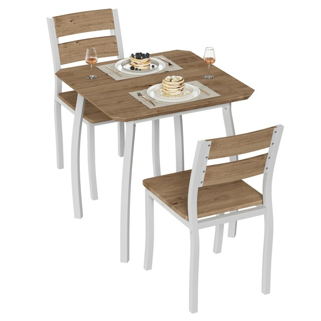 QinaQin 3-Piece Retro Black Dining Set for 2, Square Kitchen Table with Upholstered Chairs for Small Spaces