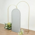 thumbnail image 4 of BalsaCircle 5 ft Silver Fitted Metallic Spandex Round Top Wedding Arch Backdrop Stand Cover Party Events Decorations, 4 of 8