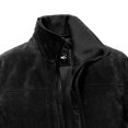 thumbnail image 5 of FLAVOR Men's Classic Leather Jacket Suede Winter Coat with Removable Collar (3X-Large, Black), 5 of 6