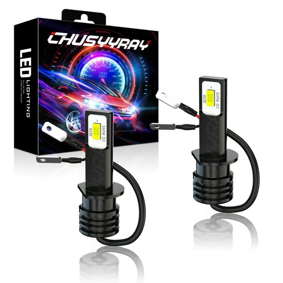 CHUSYYRAY H1 Super Bright White 6000K LED Automotive Bulb fits Universal Vehicles 2 Pack