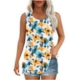 thumbnail image 2 of GaThRRgYP Womens Tops Summer and Spring,Tank Tops for Women Plus Size,Women's New Loose Casual Crew-neck Pleated Print Fashion Top Yellow S, 2 of 6