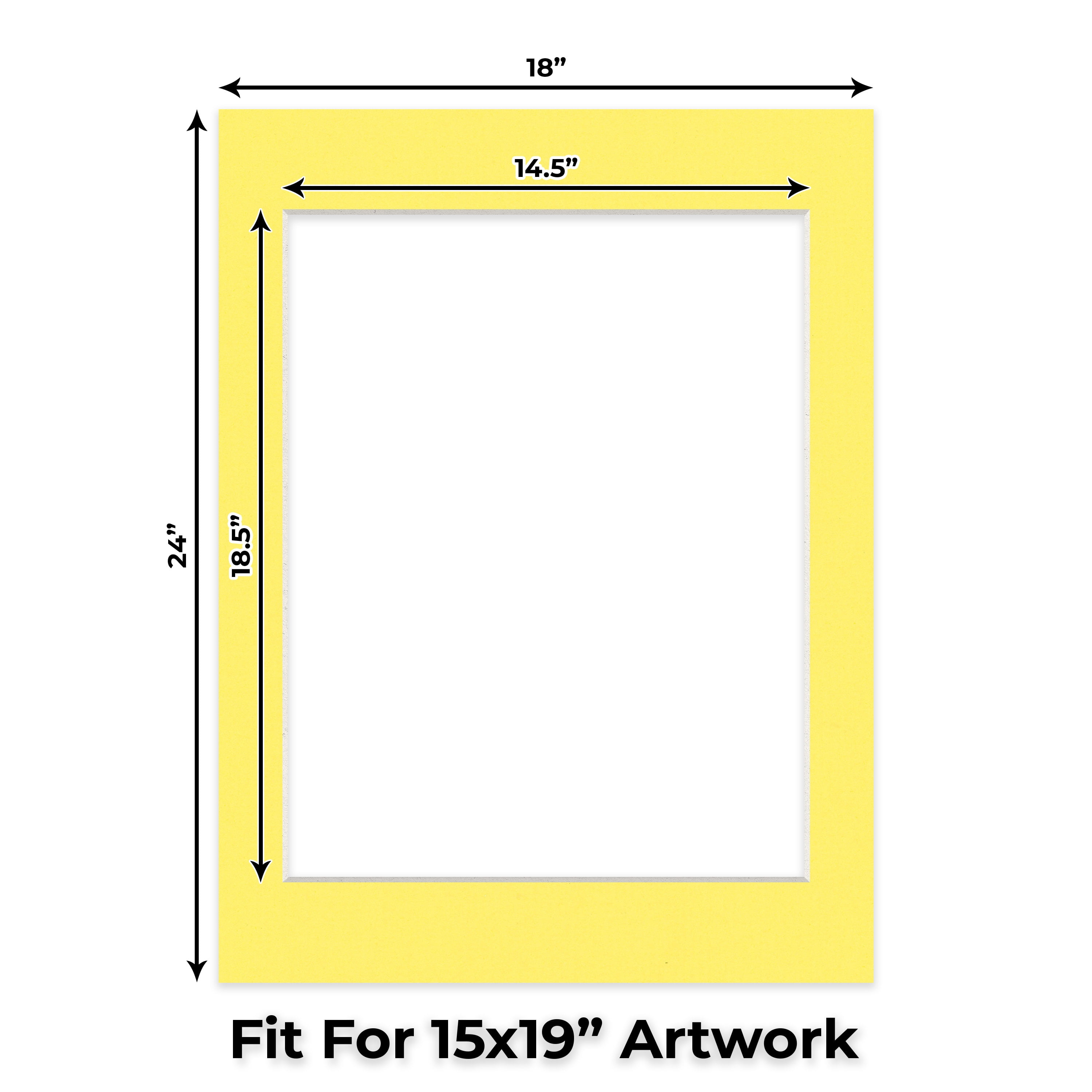 Yellow Picture Frame Mat for 18x24 Frames - Fits 15x19 Photos - 1 Mat