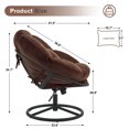 thumbnail image 6 of Mcombo Swivel Papasan Chairs, Gas Lift Cozy Chair with Height Adjustment, Velvet Rocking Saucer Chair for Living Room Bedroom HQ405(Dark Brown), 6 of 9