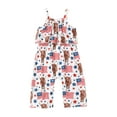 thumbnail image 1 of Arvbitana 1T 2T 3T 4T 5T Baby Girl 4th of July Romper Summer Sleeveless Bull Print Sling Vest Long Pants Jumpsuit for Casual Party Independence Day, 1 of 9