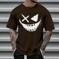 thumbnail image 1 of Blusas y camisas de manga corta con cuello redondo para hombre, blusas casuales de verano a la moda con cuello redondo y estampado para hombre., 1 of 4