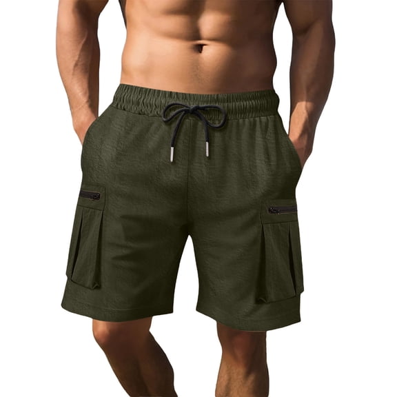 Shorts for Mens Summer Fall Cargo Work Out Athletic Brunch Stretch Jogger Ruched Paperbag Straight Leg Elastic Waist Basic Shorts Mens 2026 Clothing Y2K
