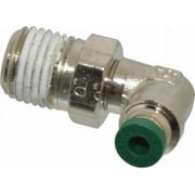 Parker 1/8" Outside Diam, 1/4 NPTF, Nickel Plated Brass Push-to-Connect Tube Male Swivel Elbow 300 Max psi, Tube to Male NPT Connection, Buna-N O-Ring