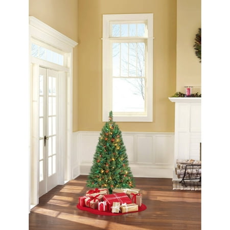 Holiday Time Pre-Lit 4' Indiana Spruce Green Artificial Christmas Tree, Multi