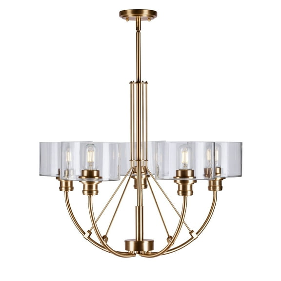 Zane 5-Light Soft Gold Chandelier with Clear Glass - Soft Gold