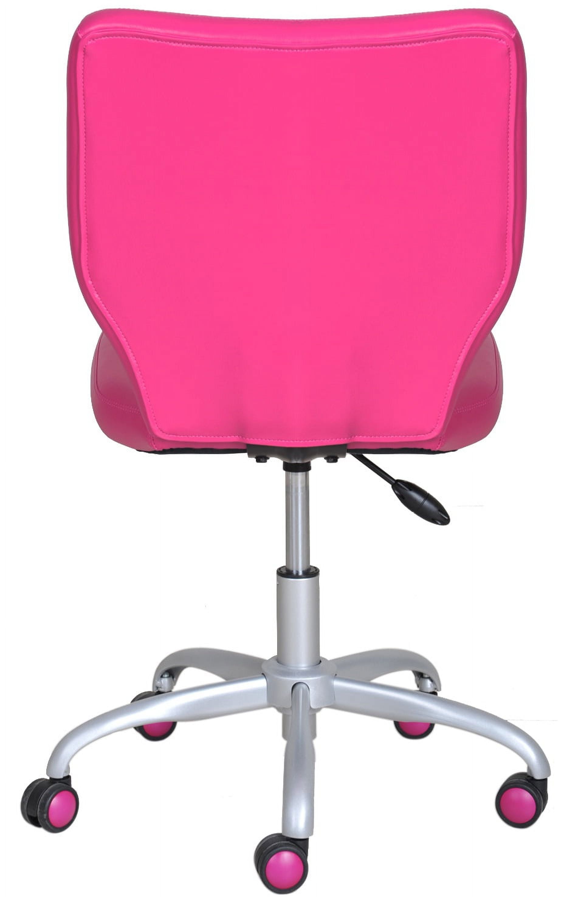 Mainstays Mid-Back Office Chair with Matching Color Casters, Fushia Faux Leather
