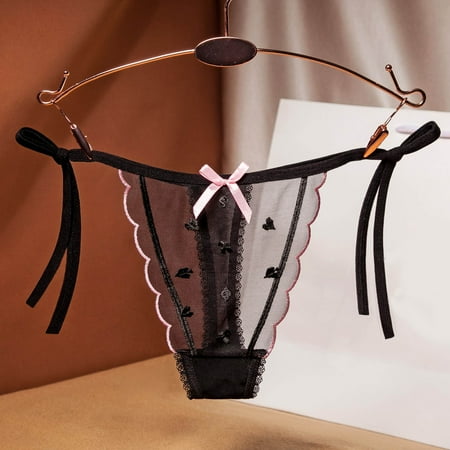 MRULIC intimates for women Briefs Thong Women Ladies Pants Lace Panties Thong Underwear Black + One size
