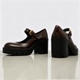 thumbnail image 3 of FSJ Women Mary Jane Shoes Platform Chunky Heel Pumps Size 10.5 Brown, 3 of 4
