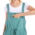 thumbnail image 2 of Women's Fashion Cotton Linen Adjustable Strap Drawstring Waist Bib Overalls Jumpsuit Green,XL, 2 of 6