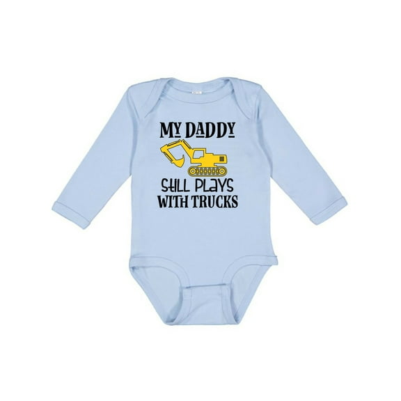Inktastic Construction Daddy Still Plays with Trucks Boys or Girls Long Sleeve Baby Bodysuit
