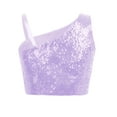thumbnail image 4 of SiiRoh Kids Girls Sequin Crop Top Off Shoulder Sparkly Pageant Prom Party Tank Tops Dancewear Purple 16, 4 of 6