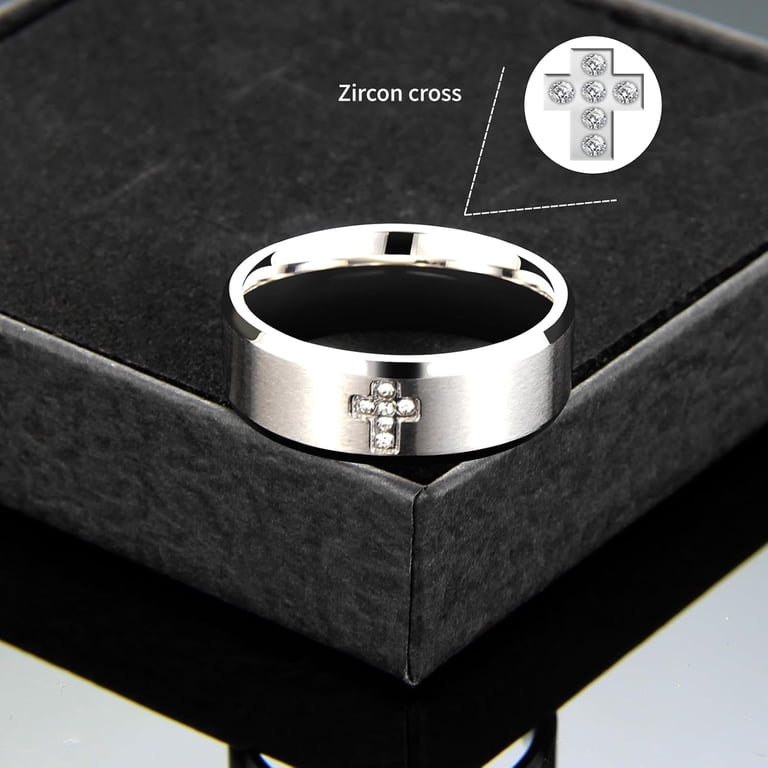Mens Wedding Band Ring - 8mm Stainless Steel Engagement  display picture 2