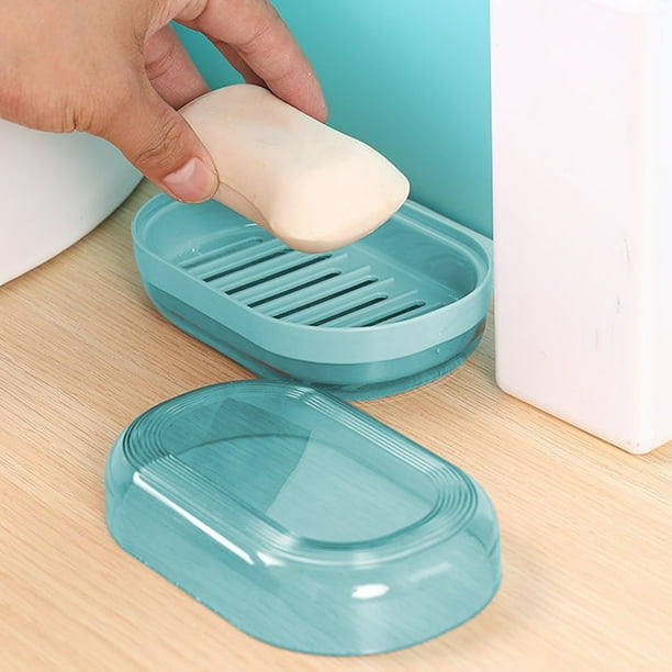Jabonera de Plástico Color Macarrón con Bandeja de Drenaje | Jabonera Compacta y Duradera para Lavabo, Encimera y Ducha | Jabonera Multiusos para La Cocina y La Lavandería