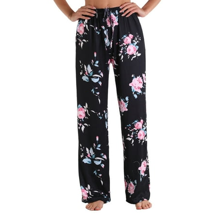 

Women s Comfy Casual Pajama Pants Floral Print Drawstring Pocketed Palazzo Lounge Pants Wide Leg Loose XL 3012