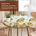 thumbnail image 4 of Sunflower Round Tablecloth, Fitted Table Cover with Elastic for 45"-54" Round Tables, Gnomes Butterfly Leaf Butterfly Pastoral Table Cloth Outdoor Indoor Dinning Party Waterproof Tablecloths, 4 of 7