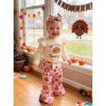 thumbnail image 4 of Cjfdfy Newborn Baby Girls Thanksgiving Outfits Turkey Or Homemade Rolls Embroidery Ribbed Romper And Flare Pants Headband Cute My First Thanksgiving Fall Holiday Clothes, 4 of 9