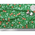 thumbnail image 3 of Soimoi Green Cotton Duck Fabric Berries Leaves Printed Fabric 1 Yard 42 Inch Wide, 3 of 3