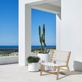thumbnail image 5 of LuxenHome Natural Wood with White Leather Outdoor Patio Chair, 5 of 10