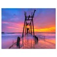 thumbnail image 2 of Discarded Wooden Bridge at Sunset - Pier Seascape Canvas Art Print, 2 of 3