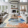 thumbnail image 3 of Ocean Whale Large Area Rugs 6x9 ft Orange Blue Summer Sea Animal Corals Starfish Retro Washable Rug Non Slip Indoor Carpet Absorbent Floor Mat for Living Room Bedroom Dining Room, 3 of 9
