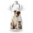 thumbnail image 3 of Dog and Cat Apron, Border Collie Puppy and a Mixed Breed Kitten Looking Shocked, Unisex Kitchen Bib with Adjustable Neck for Cooking Gardening, Adult Size, Brown Ecru, by Ambesonne, 3 of 4