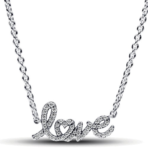Pandora Sparkling Handwritten Love Collier Necklace - 393076C01-45