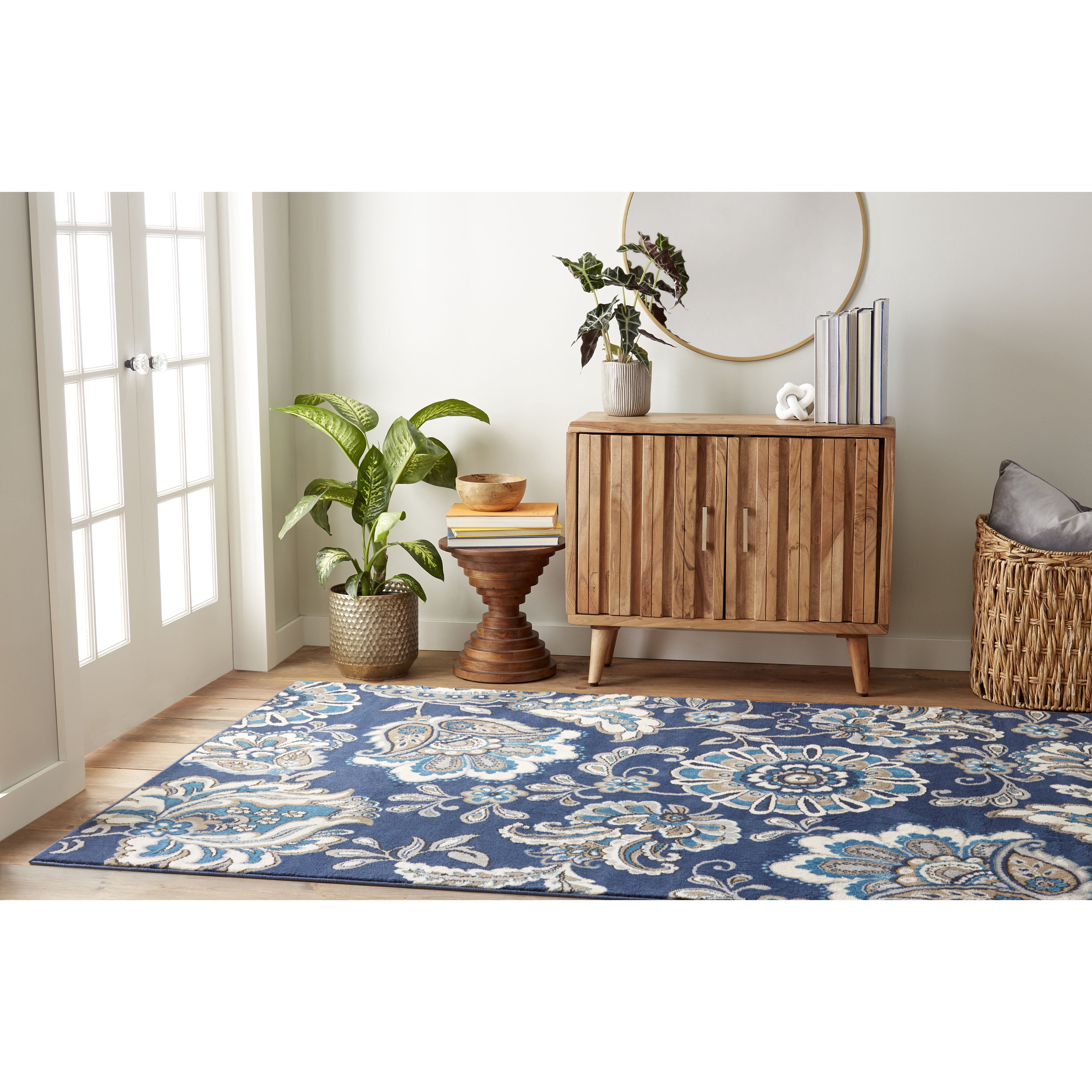 Home Dynamix Tremont Lincoln Bohemian Floral Area Rug, Navy Blue/Grey, 6'6"x9'6"