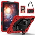 thumbnail image 2 of Heavy Duty Shockproof Case for Samsung Galaxy Tab S10 FE , Galaxy Tab S9 FE , Galaxy Tab S9,Anti drop silicone+PC Layer Protective Case 360 ° Rotating Handle Stand ,Shoulder Strap,Red, 2 of 9