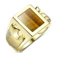 thumbnail image 3 of RYLOS Men's Rings Yellow Gold Plated Silver Designer Ring Tiger Head On Both Sides Diamond in the Eyes and Tiger Eye Rings For Men Size 8, 3 of 6