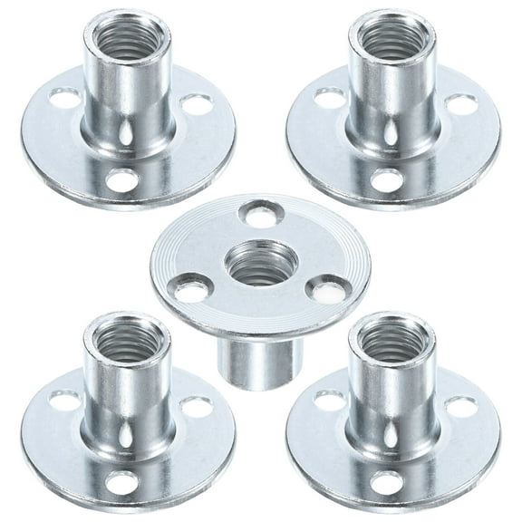 Uxcell 5-Pack M12x25mm T-Nuts Zinc Plated Carbon Steel Tee Nut 3-Hole Round Base Weld Nuts Silver