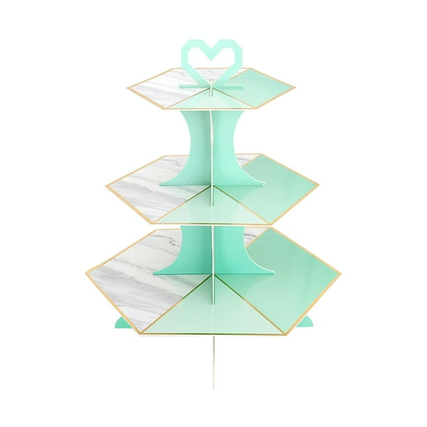 Soporte de 3 niveles para postres y magdalenas, soporte para postres DIY, soporte de cartón para magdalenas Verde Zulema Soporte de exhibición de postre