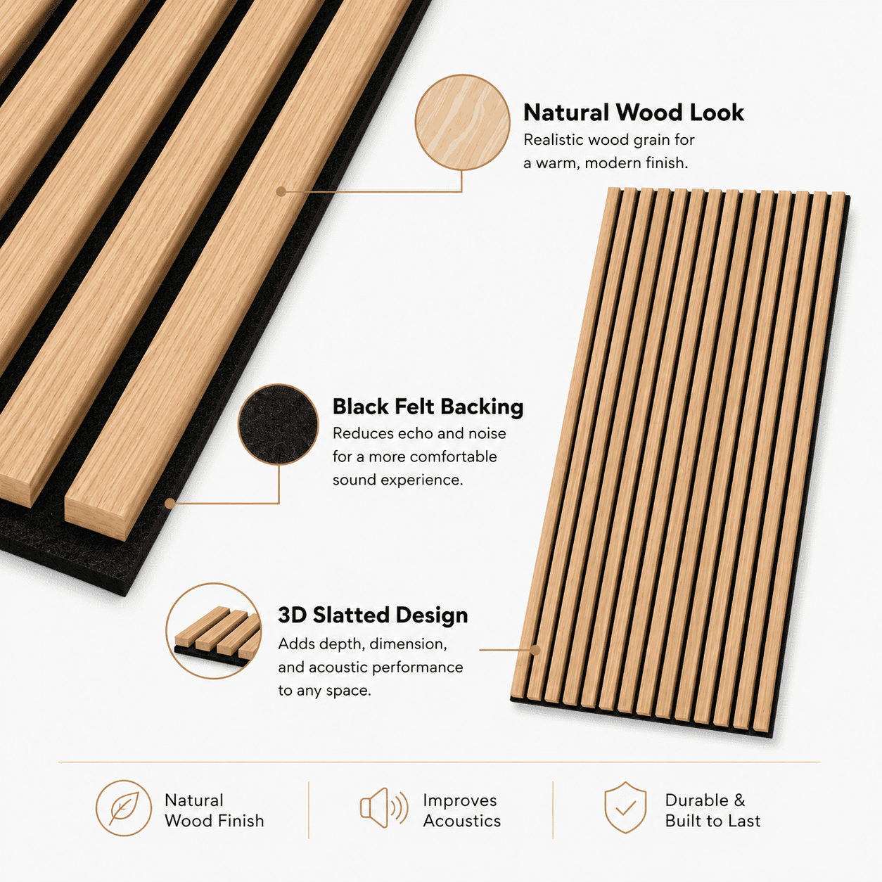 2-Pack Wood Slat Acoustic Wall Panels, 24" x 94.3" MDF Slat Wall Paneling for Modern Interior Wall Decor, Sound Absorbing Accent Panels, 31.4 Sq. Ft,Red Oak