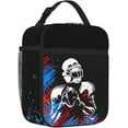 thumbnail image 2 of Sports-themed Lunch Bag for Boys Football Insulated Lunch Box with Football Players Pattern Print, Black Cooler Thermal Lunch Bag Tote Handbag with Water Bottle Holder for Kids Teens Youth Adults, 2 of 6